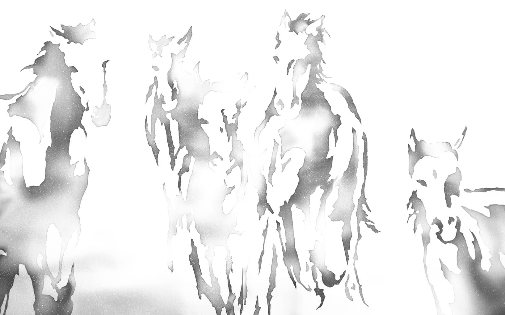 銀座いわきや 伝統工芸品 臈纈染 ろうけつ染 馬柄の着物 訪問着 坂東牧場